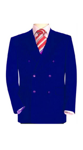 High Quality Royal Blue Men'S Double Breasted Suits Jacket Blazer With Peak Lapels