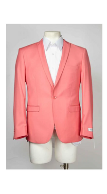 Men'S Salmon Coral One Button Cheap Priced Designer Fashion Dress Casual Blazer For Men On Sale Blazer With Centre Vent Melon ~ Peachish Pinkish Color