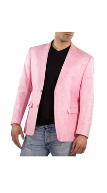 Men'S One Ticket Pocket Summer Fabric Linen Fabric Pink Blazer