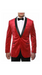 Men's Red Two Toned With Black Lapel Side Vented  Velvet Velour Blazer