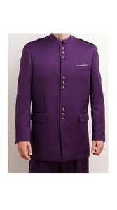 Men's Purple Collarless Blazer Nehru Jacket