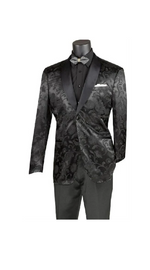 Mens Blazer - Paisley Sport Coat - Black Prom Tuxedo Dinner Jacket Blazer