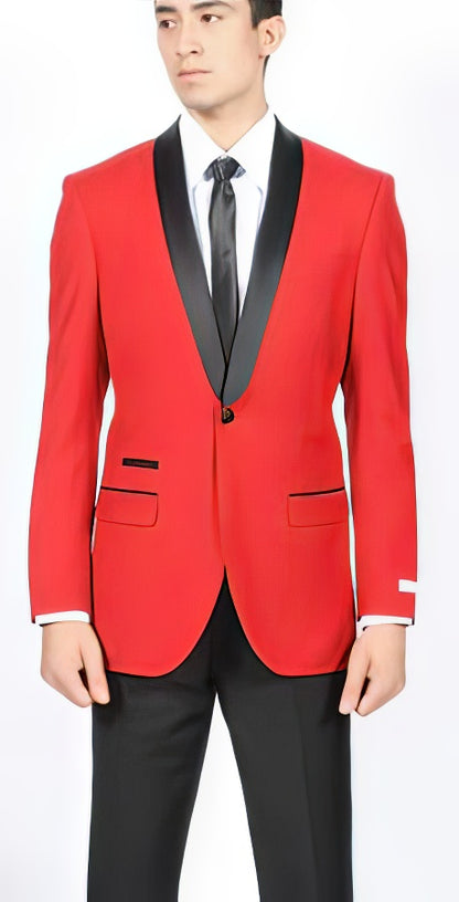 Men'S Red Dinner Jacket Suit And Black Lapel Formal Attire + Black Pants Fashion Tuxedos For Men - Red Tuxedo - Image 8