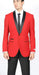 Men'S Red Dinner Jacket Suit And Black Lapel Formal Attire + Black Pants Fashion Tuxedos For Men - Red Tuxedo