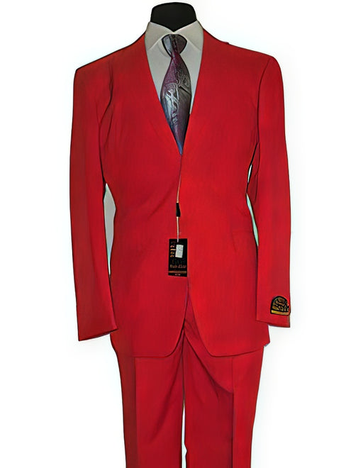 Umberto Bonelli Men's Two Buttons Red Classic Fashion suit Flat Front Pant