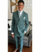 Mens "Hunter Green - Olive Green" Double Breasted Pinstripe Suit - Flat Front Pant
