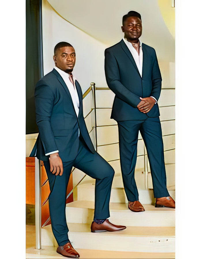 Men's Teal Blue Color Suits Side Vented - Image 9