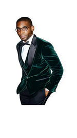 Men'S Olive Hunter Green Velvet Tuxedo Jacket