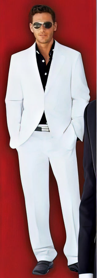 Pure All White Suit For Men Super Light Weight 100% Poplin/Microfiber Light Weight Only 1 Pound 3 or 4 Button Modern Fit