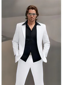 Men'S Dinner Jacket In White Shawl Collar 1 Button + Free Bowtie