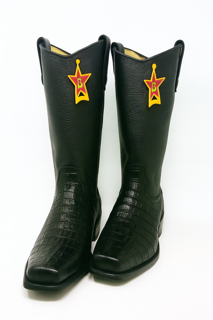 Western Alligator Skin Los Altos Boots Black Caiman Cowboy Dress Cowboy Boot Cheap Priced For Sale Online (EE) ~ World Best Alligator