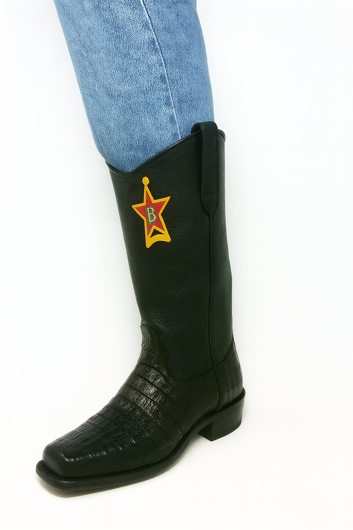 Western Alligator Skin Los Altos Boots Black Caiman Cowboy Dress Cowboy Boot Cheap Priced For Sale Online (EE) ~ World Best Alligator