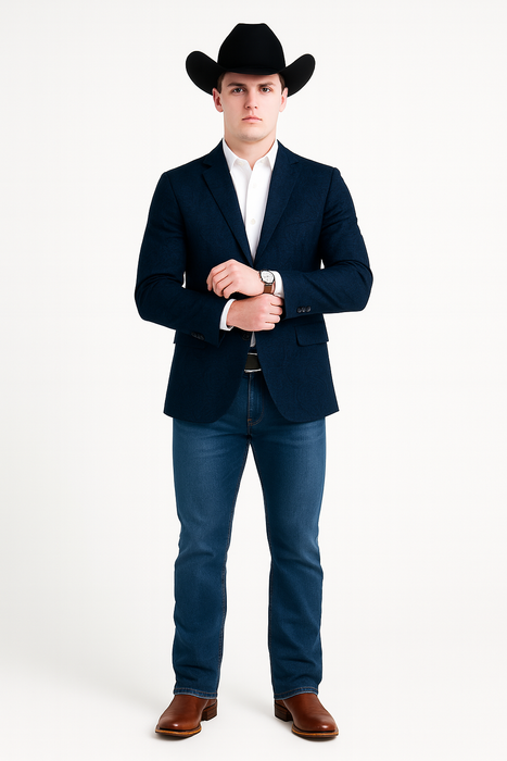 Western Blazers - Saco Vaquero Para Hombre - Paisley Blazer in Navy