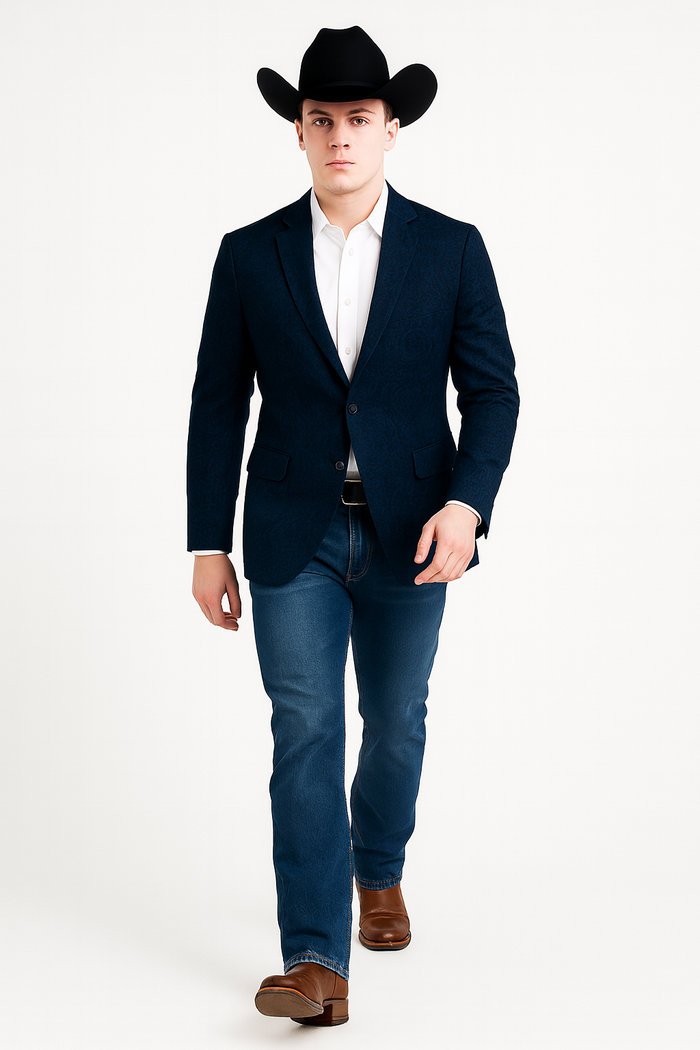 Western Blazers - Saco Vaquero Para Hombre - Paisley Blazer in Navy