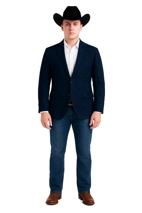 Western Blazers - Saco Vaquero Para Hombre - Paisley Blazer in Navy