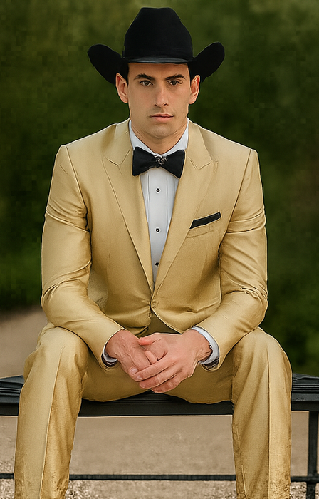 Western Shiny Suits For Wedding - Two Button Tuxedo