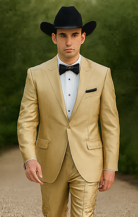 Western Shiny Suits For Wedding - Two Button Tuxedo