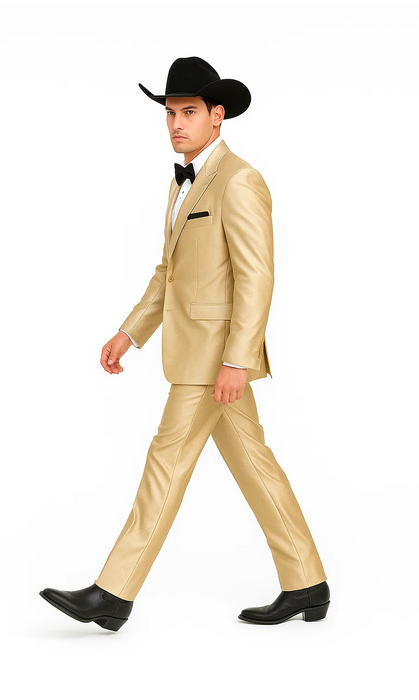 Western Shiny Suits For Wedding - Two Button Tuxedo