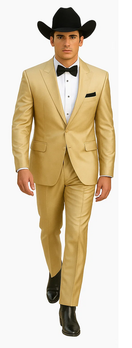 Western Shiny Suits For Wedding - Two Button Tuxedo
