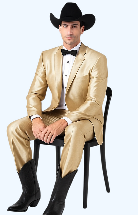 Western Shiny Suits For Wedding - Two Button Tuxedo - Traje Para Hombre