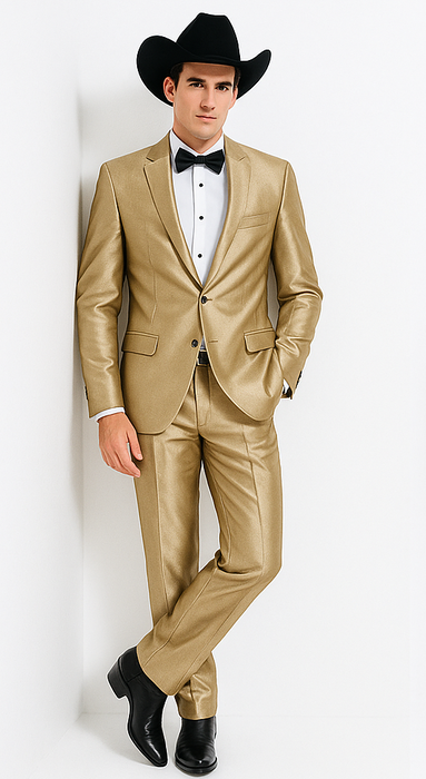 Western Shiny Suits For Wedding - Two Button Tuxedo - Traje Para Hombre