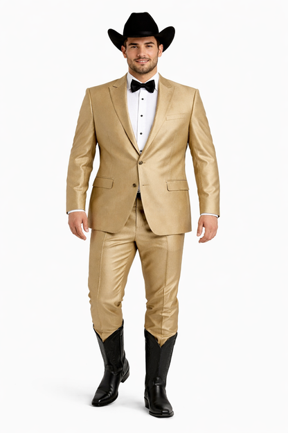 Western Shiny Suits For Wedding - Two Button Tuxedo - Traje Para Hombre