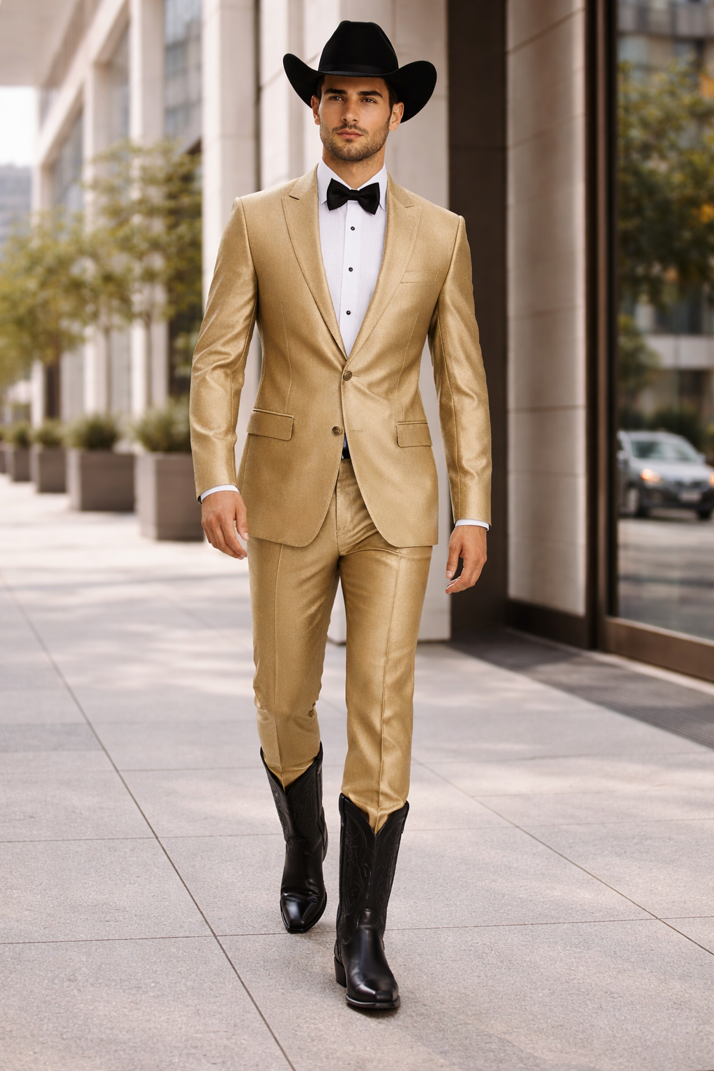 Western Shiny Suits For Wedding - Two Button Tuxedo - Traje Para Hombre