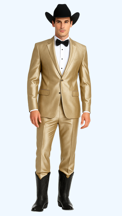 Western Shiny Suits For Wedding - Two Button Tuxedo - Traje Para Hombre