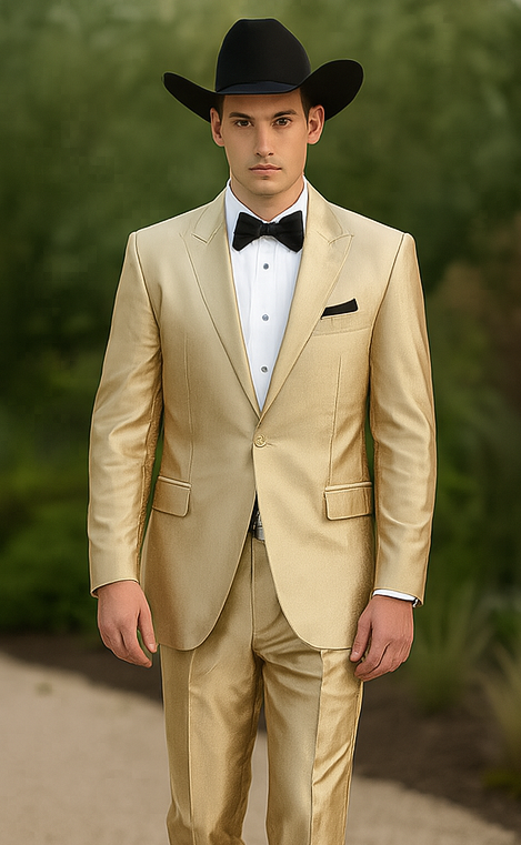 Western Shiny Suits For Wedding - Two Button Tuxedo