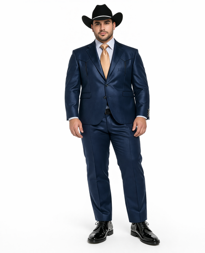 Men’s Navy Western Wedding Suit, Cowboy Tuxedo Formal Suit for Groom, Prom and Special Events