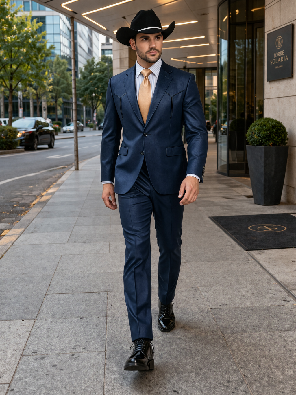 Men’s Navy Western Wedding Suit, Cowboy Tuxedo Formal Suit for Groom, Prom and Special Events