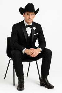 Western Suit - Trajes Para Hombres - Cowboy Formal Attire - Trajes De Novio - Black