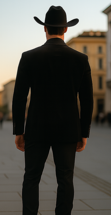 Western Suit - Trajes Para Hombres - Cowboy Formal Attire - Trajes De Novio - Black Matte Shawl Lapel