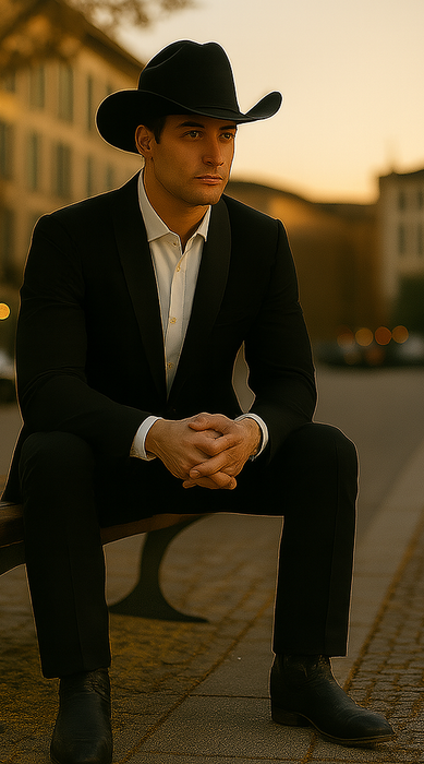 Western Suit - Trajes Para Hombres - Cowboy Formal Attire - Trajes De Novio - Black Matte Shawl Lapel