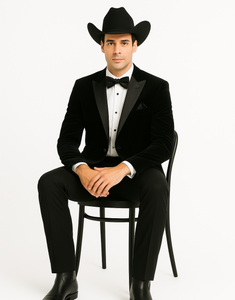 Western Suit - Trajes Para Hombres - Cowboy Formal Attire - Trajes De Novio - Black Matte Shawl Lapel