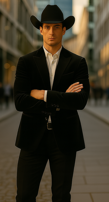 Western Suit - Trajes Para Hombres - Cowboy Formal Attire - Trajes De Novio - Black Matte Shawl Lapel