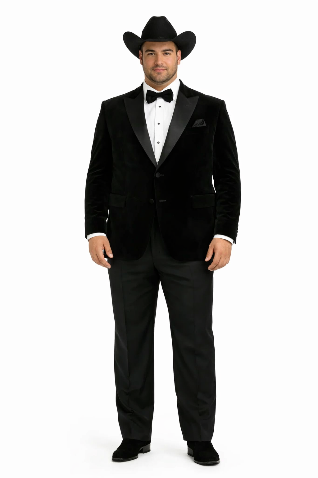 Western Suit - Trajes Para Hombres - Cowboy Formal Attire - Trajes De Novio - Black Matte Shawl Lapel