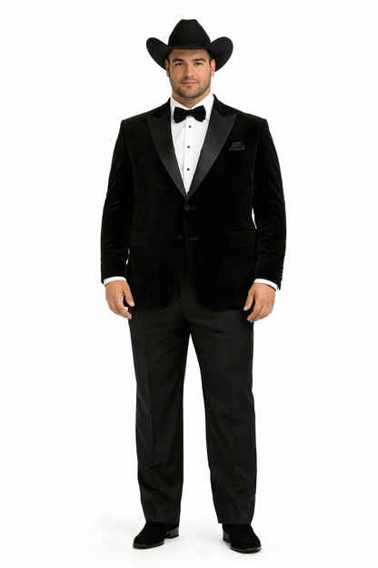 Western Suit - Trajes Para Hombres - Cowboy Formal Attire - Trajes De Novio - Black Matte Shawl Lapel