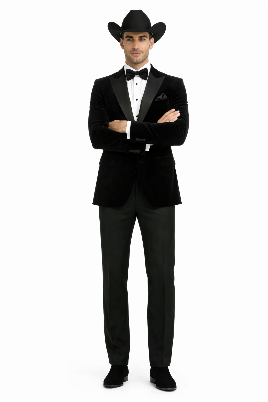 Western Suit - Trajes Para Hombres - Cowboy Formal Attire - Trajes De Novio - Black Matte Shawl Lapel