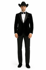 Western Suit - Trajes Para Hombres - Cowboy Formal Attire - Trajes De Novio - Black Matte Shawl Lapel
