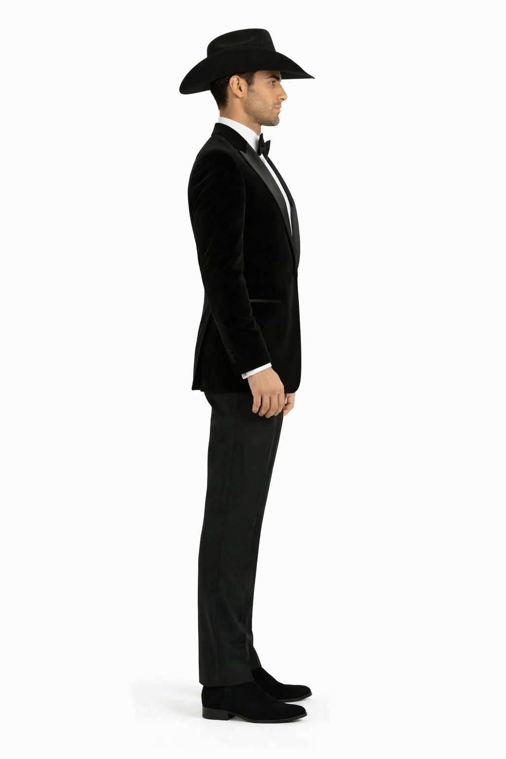 Western Suit - Trajes Para Hombres - Cowboy Formal Attire - Trajes De Novio - Black Matte Shawl Lapel