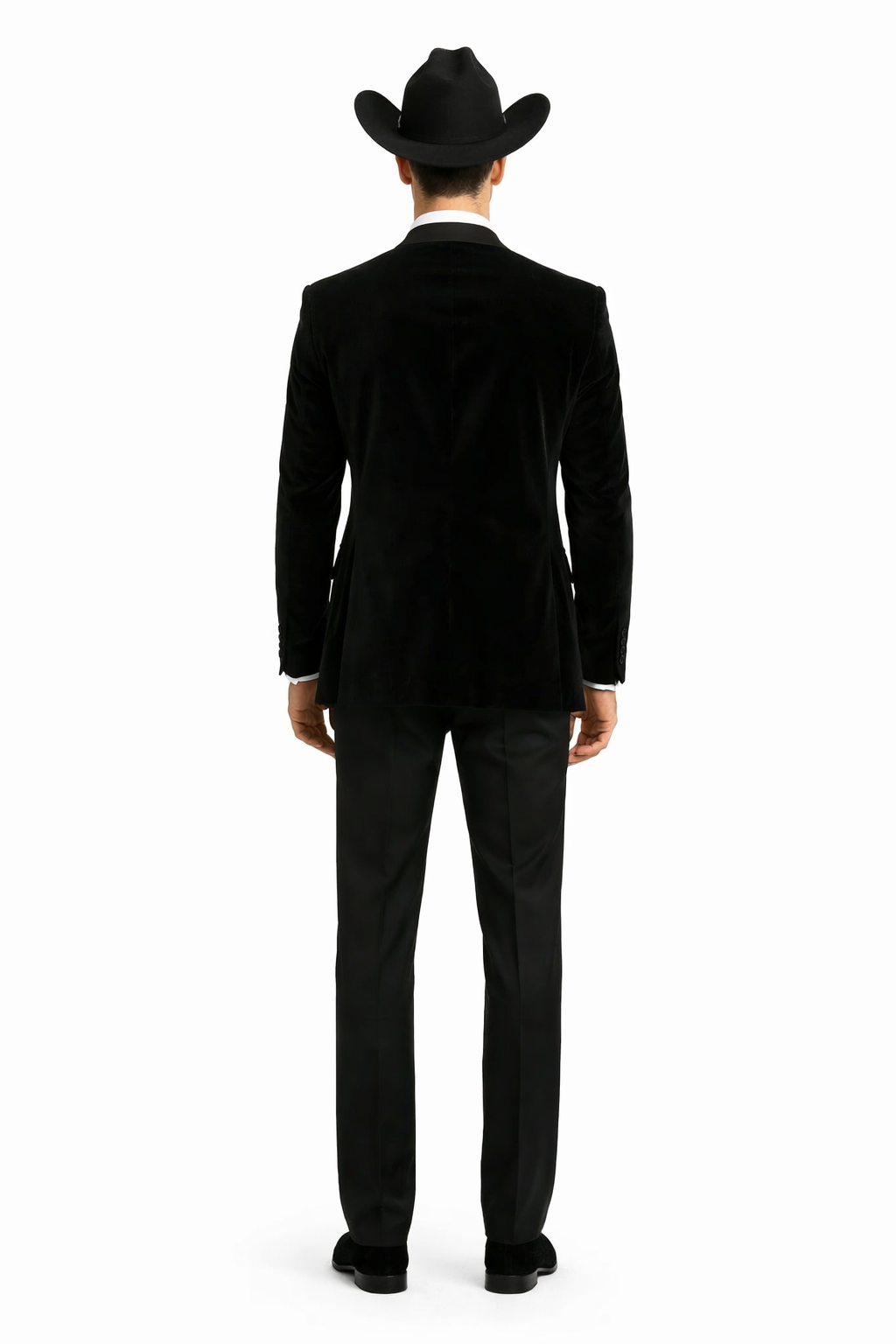Western Suit - Trajes Para Hombres - Cowboy Formal Attire - Trajes De Novio - Black Matte Shawl Lapel