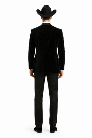 Western Suit - Trajes Para Hombres - Cowboy Formal Attire - Trajes De Novio - Black Matte Shawl Lapel