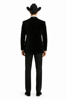 Western Suit - Trajes Para Hombres - Cowboy Formal Attire - Trajes De Novio - Black Matte Shawl Lapel