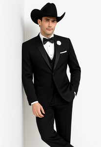 Western Suit - Trajes Para Hombres  - Cowboy Formal Attire - Trajes De Novio Black Single Breasted