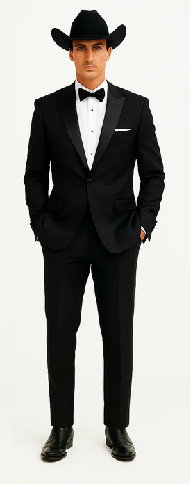 Western Suit - Trajes Para Hombres  - Cowboy Formal Attire - Trajes De Novio Single Breasted Black