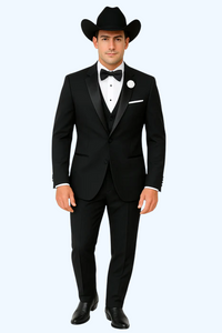 Western Suit - Trajes Para Hombres  - Cowboy Formal Attire - Trajes De Novio Black Single Breasted