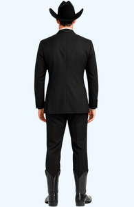Western Suit - Trajes Para Hombres  - Cowboy Formal Attire - Trajes De Novio Black Single Breasted