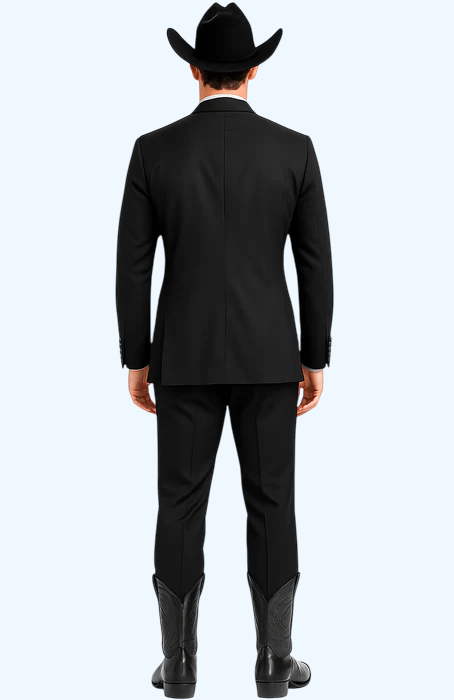 Western Suit - Trajes Para Hombres  - Cowboy Formal Attire - Trajes De Novio Black Single Breasted