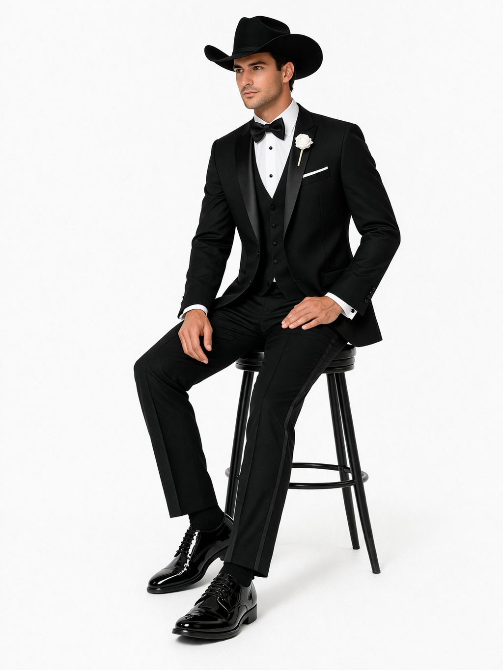 Western Suit - Trajes Para Hombres  - Cowboy Formal Attire - Trajes De Novio Black Single Breasted